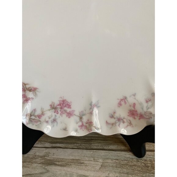 Haviland Limoges France Plate Pink Floral Scalloped Raised Gold Antique 12" Porc - Picture 4 of 11